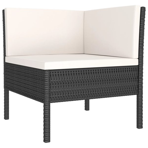 5-Delige Loungeset Met Kussens Poly Rattan Zwart - Afbeelding 5