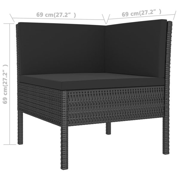 5-Delige Loungeset Met Kussens Poly Rattan Zwart - Afbeelding 8