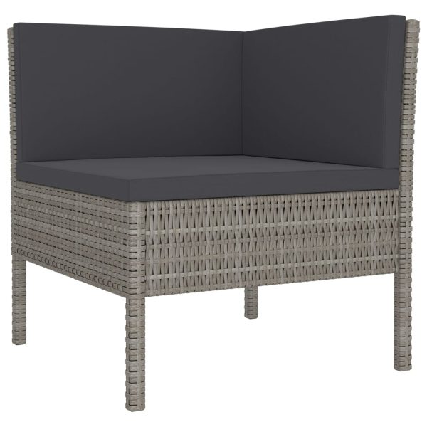 5-Delige Loungeset Met Kussens Poly Rattan Grijs - Afbeelding 5