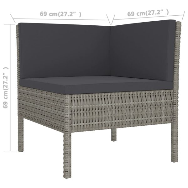 5-Delige Loungeset Met Kussens Poly Rattan Grijs - Afbeelding 8