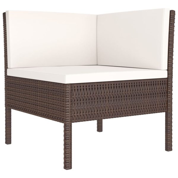 5-Delige Loungeset Met Kussens Poly Rattan Bruin - Afbeelding 5