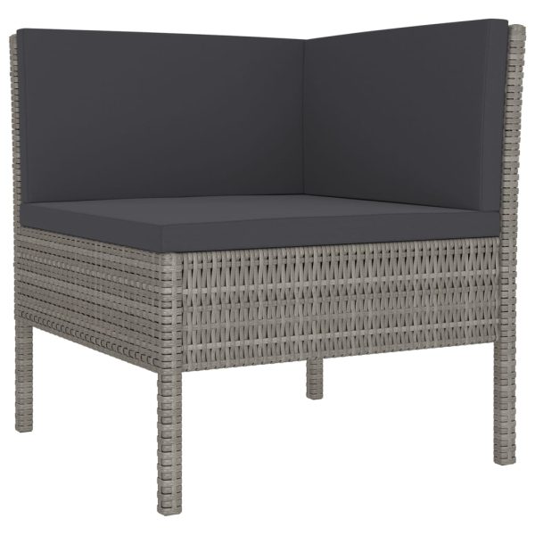 5-Delige Loungeset Met Kussens Poly Rattan Grijs - Afbeelding 3