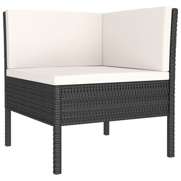 6-Delige Loungeset Met Kussens Poly Rattan Zwart - Afbeelding 3