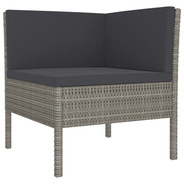 6-Delige Loungeset Met Kussens Poly Rattan Grijs - Afbeelding 5