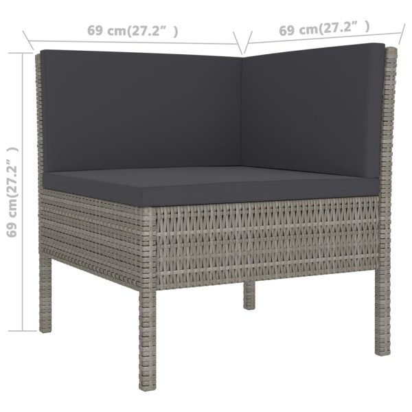 6-Delige Loungeset Met Kussens Poly Rattan Grijs - Afbeelding 7