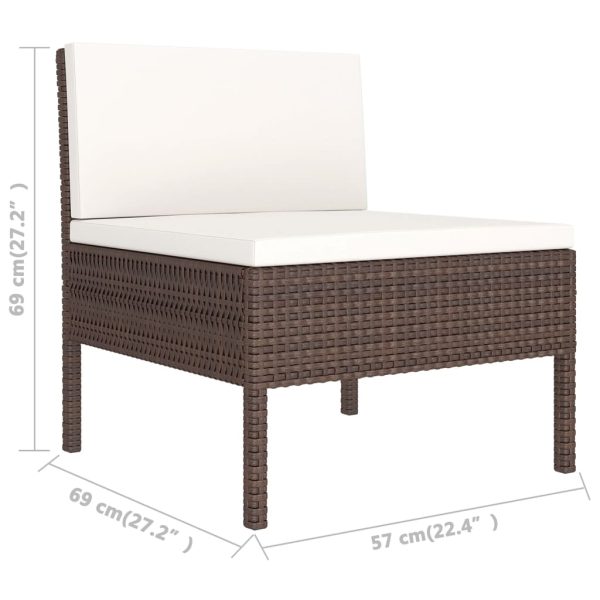 6-Delige Loungeset Met Kussens Poly Rattan Bruin - Afbeelding 6