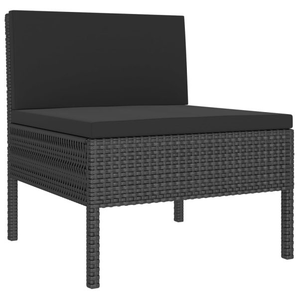 6-Delige Loungeset Met Kussens Poly Rattan Zwart - Afbeelding 4