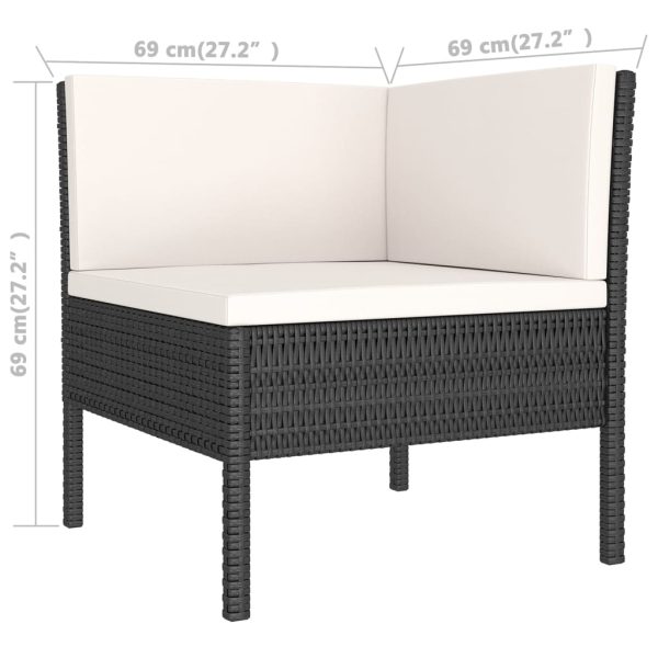 8-Delige Loungeset Met Kussens Poly Rattan Zwart - Afbeelding 6