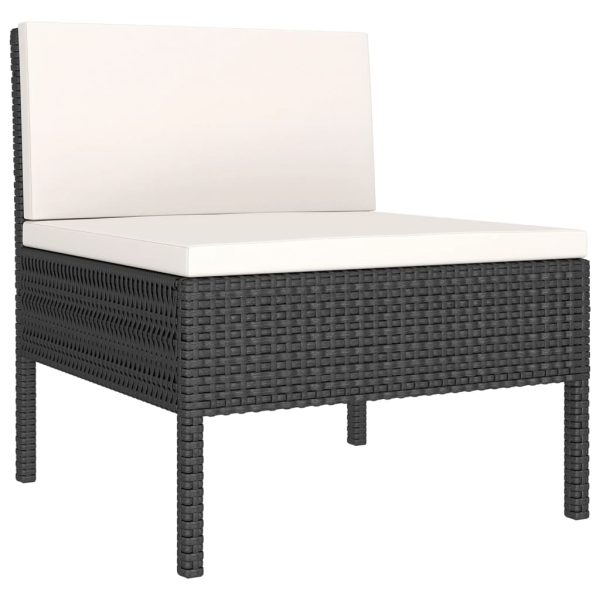 5-Delige Loungeset Met Kussens Poly Rattan Zwart - Afbeelding 3