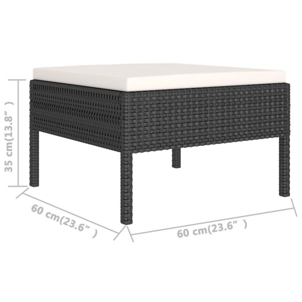 5-Delige Loungeset Met Kussens Poly Rattan Zwart - Afbeelding 7