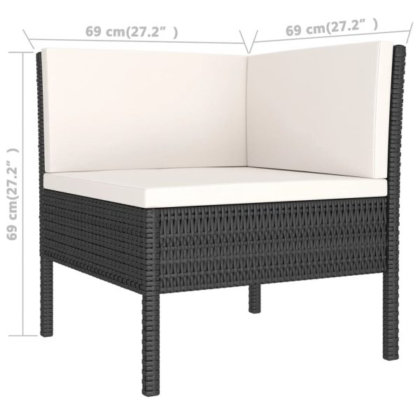 5-Delige Loungeset Met Kussens Poly Rattan Zwart - Afbeelding 9