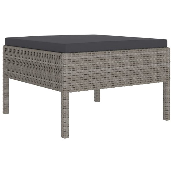 5-Delige Loungeset Met Kussens Poly Rattan Grijs - Afbeelding 5