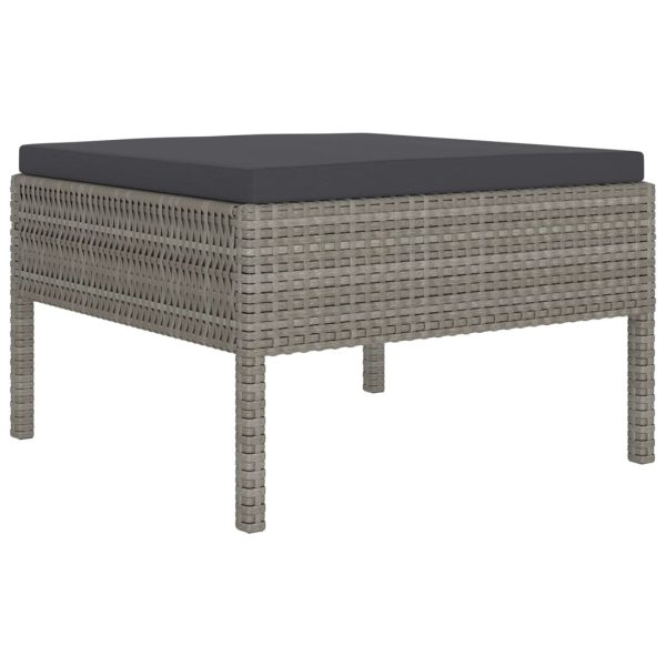 5-Delige Loungeset Met Kussens Poly Rattan Grijs - Afbeelding 4