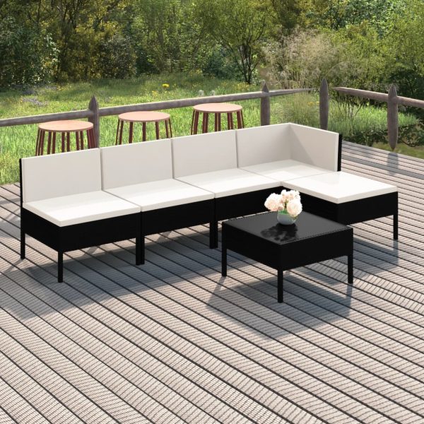 6-Delige Loungeset Met Kussens Poly Rattan Zwart