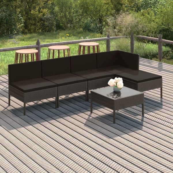 6-Delige Loungeset Met Kussens Poly Rattan Grijs