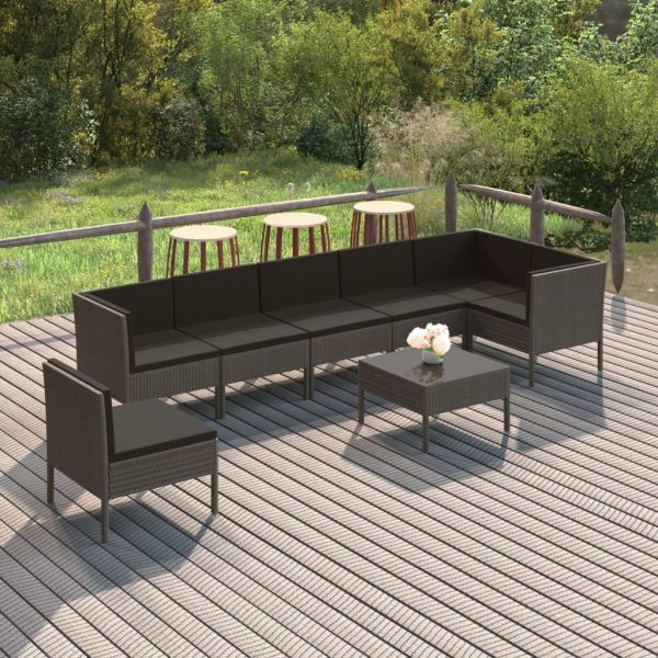 8-Delige Loungeset Met Kussens Poly Rattan Grijs