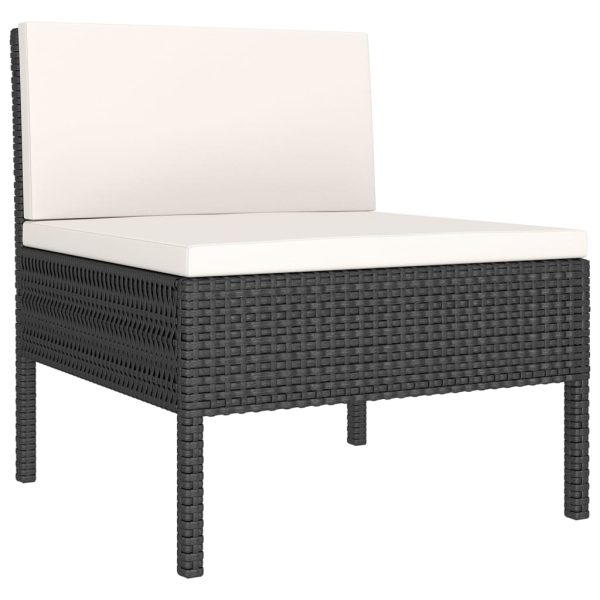 9-Delige Loungeset Met Kussens Poly Rattan Zwart - Afbeelding 5