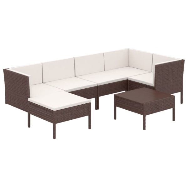 7-Delige Loungeset Met Kussens Poly Rattan Bruin - Afbeelding 2