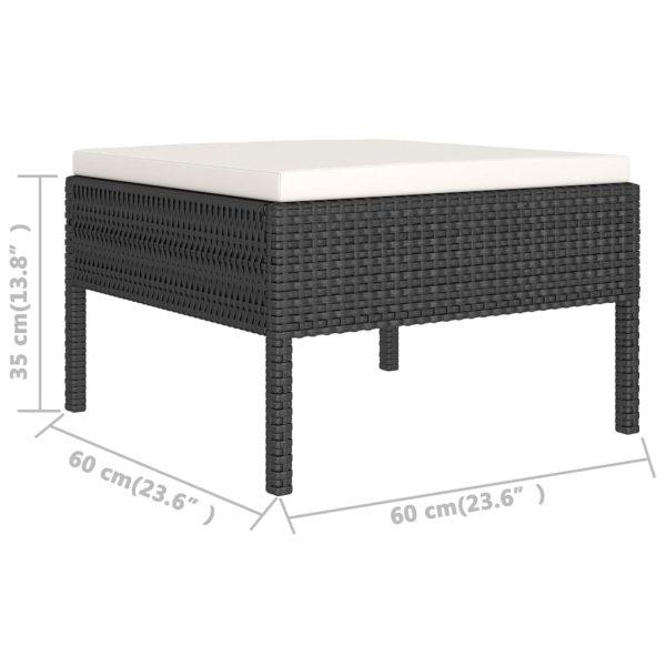 9-Delige Loungeset Met Kussens Poly Rattan Zwart - Afbeelding 7