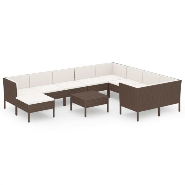 1 Loungeset Met Kussens Poly Rattan Bruin - Afbeelding 2