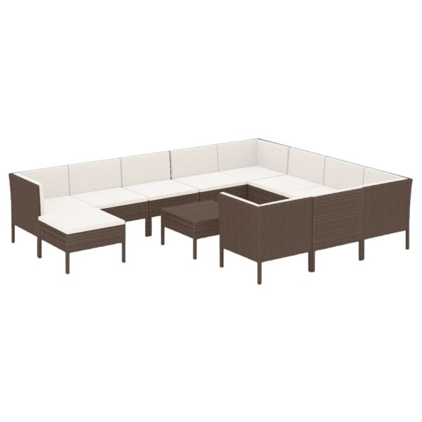 12-Delige Loungeset Met Kussens Poly Rattan Bruin - Afbeelding 2