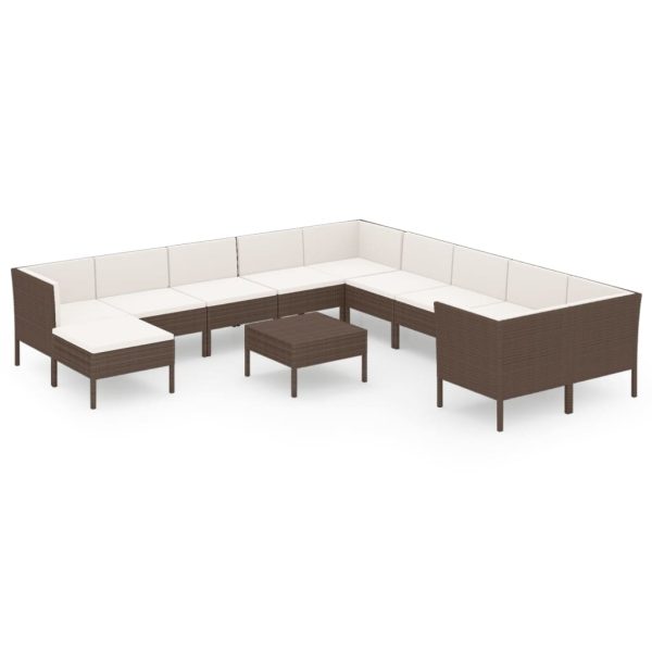 12-Delige Loungeset Met Kussens Poly Rattan Bruin - Afbeelding 2