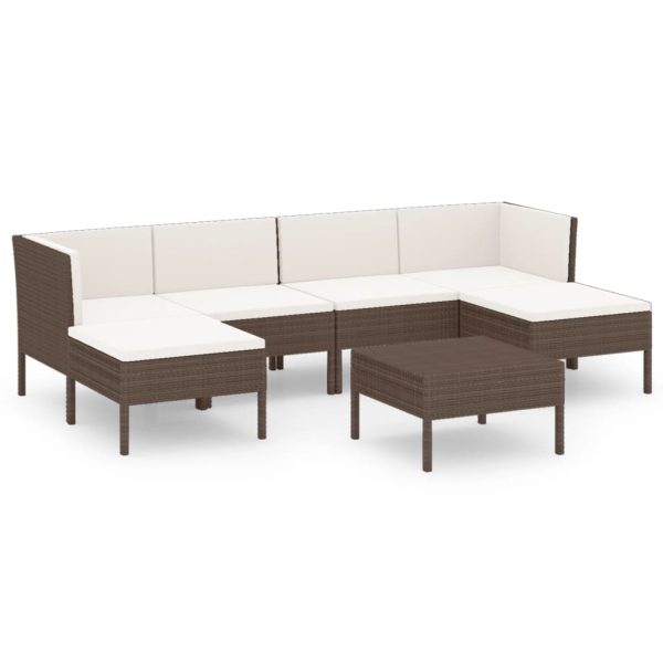 7-Delige Loungeset Met Kussens Poly Rattan Bruin - Afbeelding 2