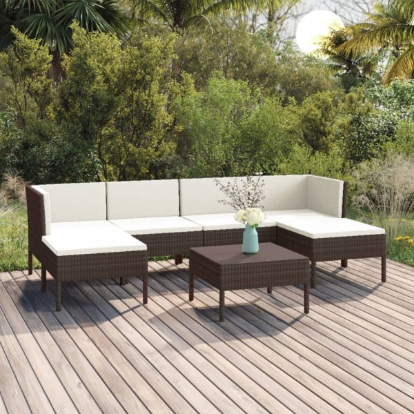 7-Delige Loungeset Met Kussens Poly Rattan Bruin