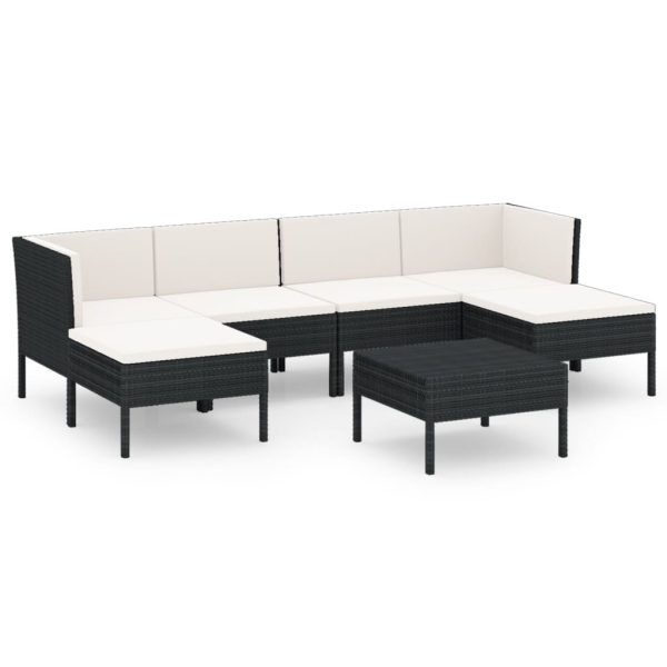 7-Delige Loungeset Met Kussens Poly Rattan Zwart - Afbeelding 2