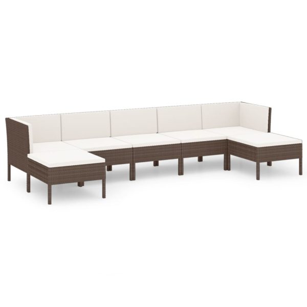 7-Delige Loungeset Met Kussens Poly Rattan Bruin - Afbeelding 2