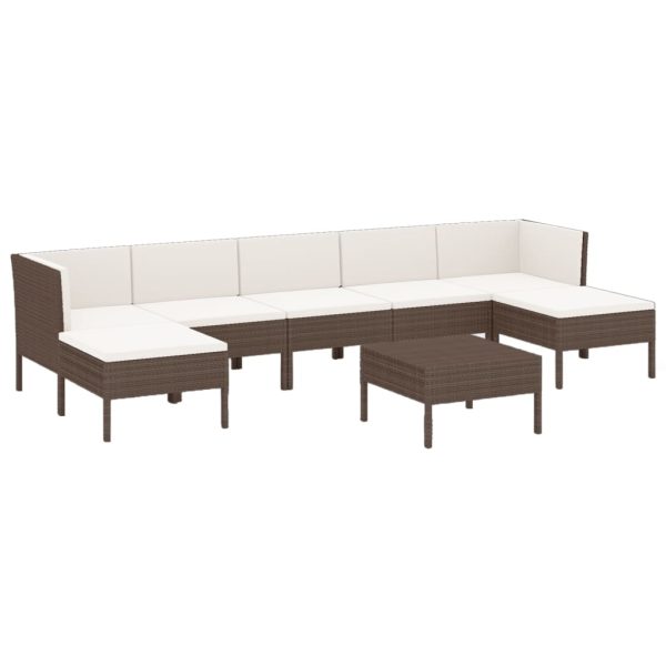 8-Delige Loungeset Met Kussens Poly Rattan Bruin - Afbeelding 2