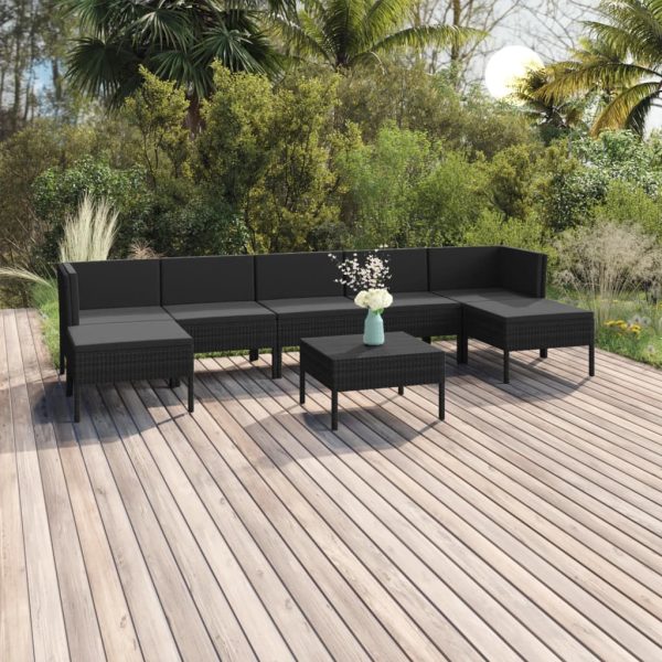 8-Delige Loungeset Met Kussens Poly Rattan Zwart