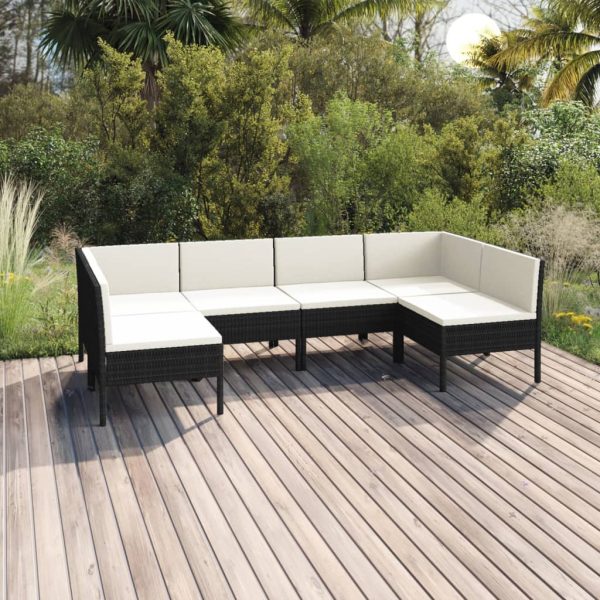 6-Delige Loungeset Met Kussens Poly Rattan Zwart