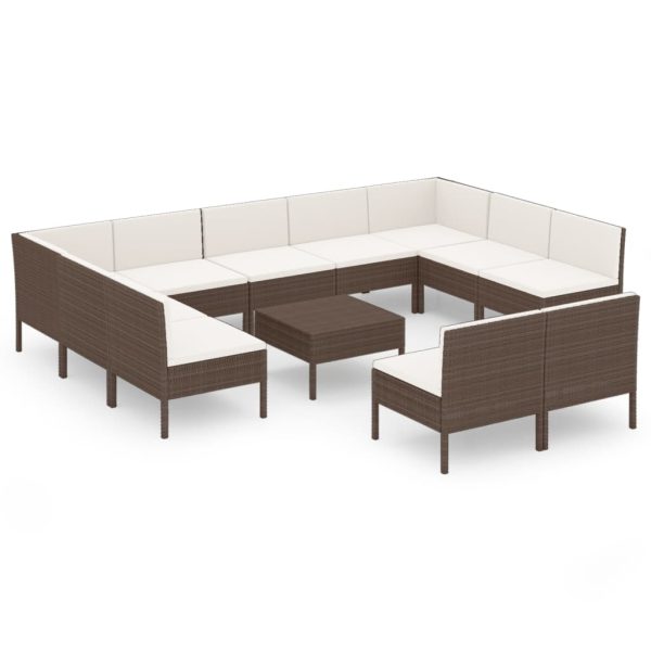 12-Delige Loungeset Met Kussens Poly Rattan Bruin - Afbeelding 2