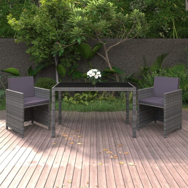 3-Delige Tuinset Met Kussens Poly Rattan