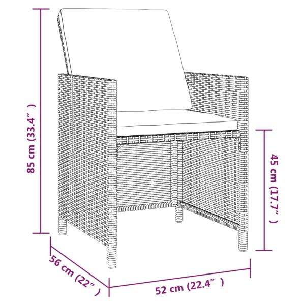 5-Delige Tuinset Met Kussens Poly Rattan Zwart En Wit - Afbeelding 6