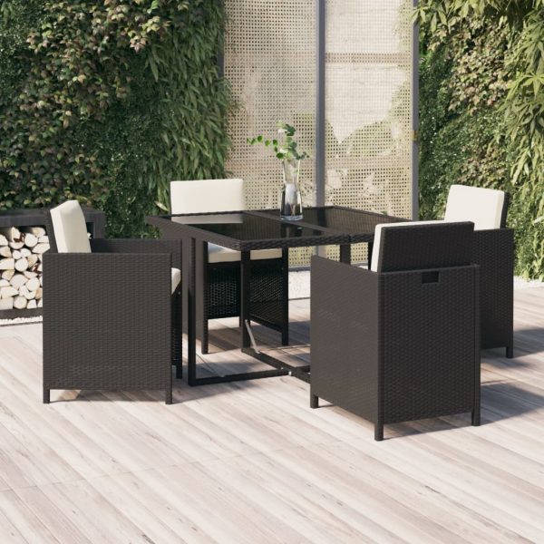 5-Delige Tuinset Met Kussens Poly Rattan Zwart En Wit