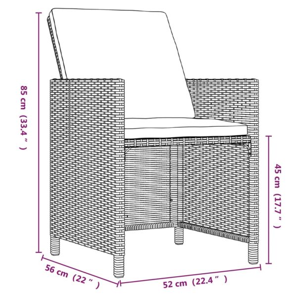 9-Delige Tuinset Met Kussens Poly Rattan Zwart En Bruin - Afbeelding 10