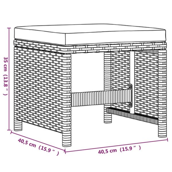 9-Delige Tuinset Met Kussens Poly Rattan Bruin En Zwart - Afbeelding 11