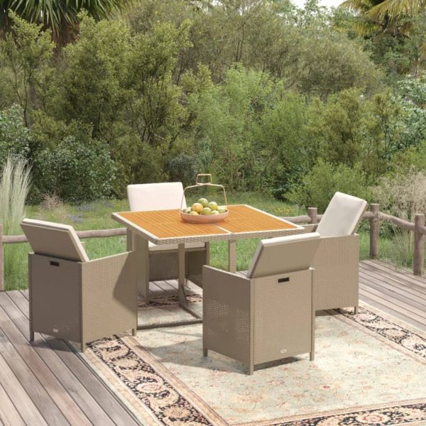 5-Delige Tuinset Met Kussens Poly Rattan Beige En Bruin