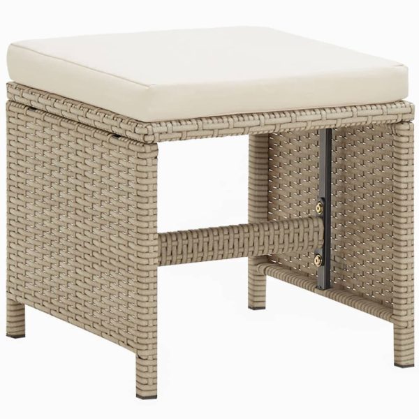 9-Delige Tuinset Met Kussens Poly Rattan Beige En Bruin - Afbeelding 6