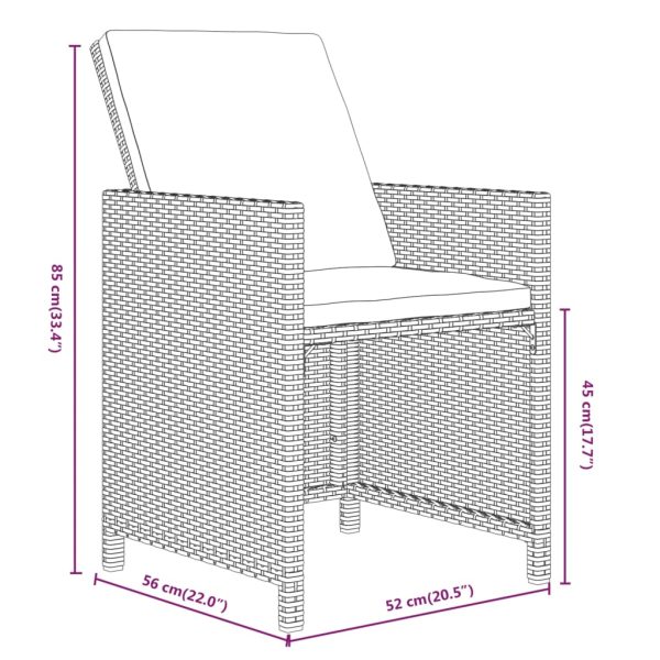 7-Delige Tuinset Met Kussens Poly Rattan Grijs - Afbeelding 9