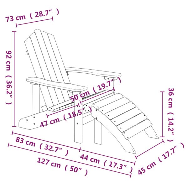 Tuinstoelen 2 St Adirondack Met Voetensteunen Hdpe - Afbeelding 5