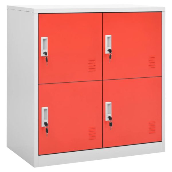 Lockerkasten 90X45X92,5 Cm Staal Lichtgrijs En Rood - Afbeelding 2