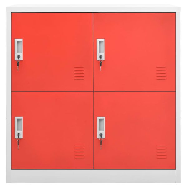 Lockerkasten 90X45X92,5 Cm Staal Lichtgrijs En Rood - Afbeelding 3