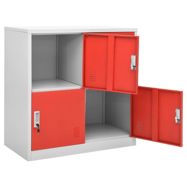 Lockerkasten 90X45X92,5 Cm Staal Lichtgrijs En Rood - Afbeelding 6