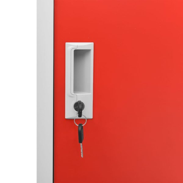 Lockerkasten 90X45X92,5 Cm Staal Lichtgrijs En Rood - Afbeelding 7