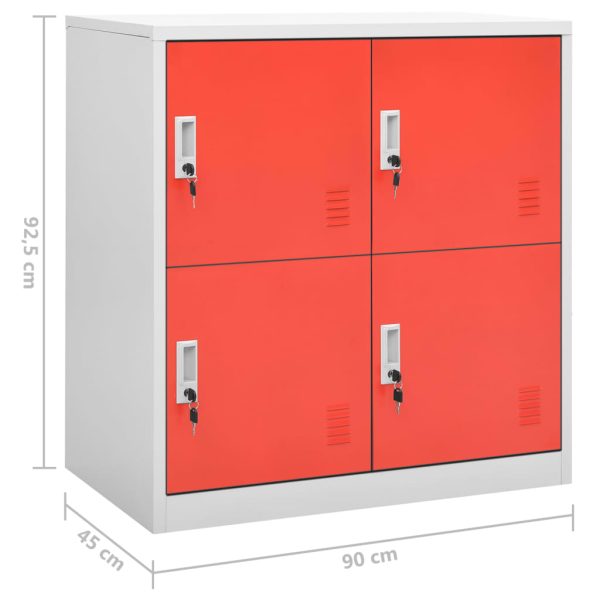 Lockerkasten 90X45X92,5 Cm Staal Lichtgrijs En Rood - Afbeelding 8