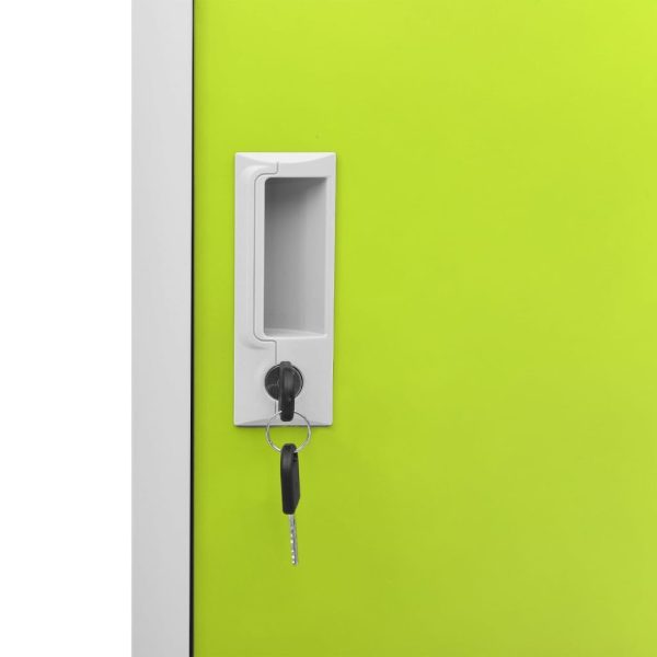 Lockerkasten 90X45X92,5 Cm Staal Lichtgrijs En Groen - Afbeelding 7