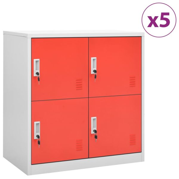 Lockerkasten 90X45X92,5 Cm Staal Lichtgrijs En Rood - Afbeelding 10